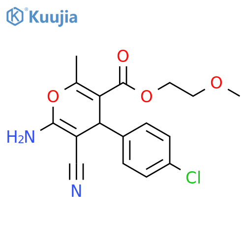 2-methoxyethyl 6-amino-4-(4-chlorophenyl)-5-cyano-2-methyl-4H-pyran-3-carboxylate structure