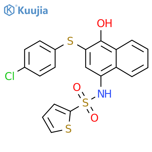 N-{3-(4-chlorophenyl)sulfanyl-4-hydroxynaphthalen-1-yl}thiophene-2-sulfonamide structure