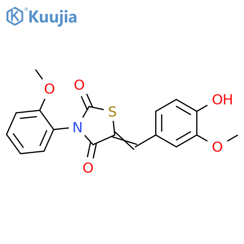 (5E)-5-(4-hydroxy-3-methoxyphenyl)methylidene-3-(2-methoxyphenyl)-1,3-thiazolidine-2,4-dione structure