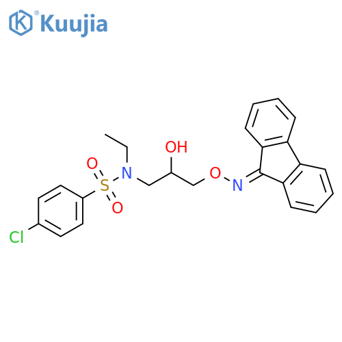 4-chloro-N-ethyl-N-(3-{(9H-fluoren-9-ylidene)aminooxy}-2-hydroxypropyl)benzene-1-sulfonamide structure