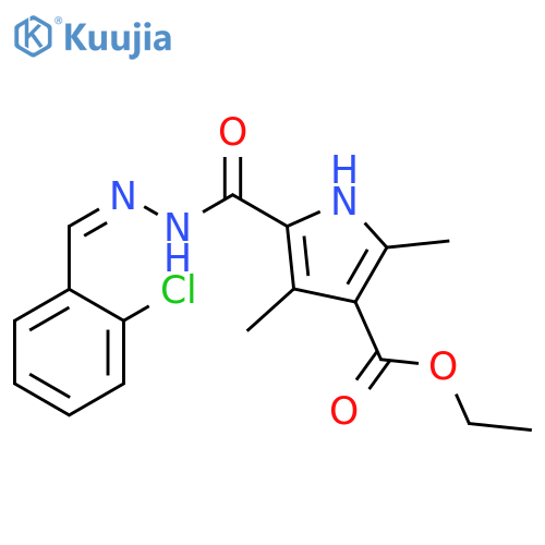 ethyl 5-{N'-(1Z)-(2-chlorophenyl)methylidenehydrazinecarbonyl}-2,4-dimethyl-1H-pyrrole-3-carboxylate structure