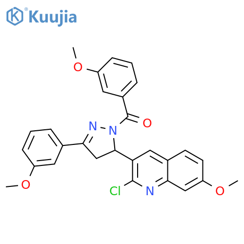 2-chloro-7-methoxy-3-1-(3-methoxybenzoyl)-3-(3-methoxyphenyl)-4,5-dihydro-1H-pyrazol-5-ylquinoline structure
