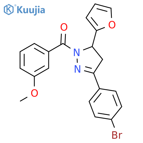 3-(4-bromophenyl)-5-(furan-2-yl)-1-(3-methoxybenzoyl)-4,5-dihydro-1H-pyrazole structure