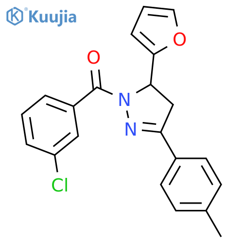 1-(3-chlorobenzoyl)-5-(furan-2-yl)-3-(4-methylphenyl)-4,5-dihydro-1H-pyrazole structure