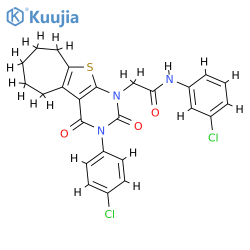 N-(3-chlorophenyl)-2-4-(4-chlorophenyl)-3,5-dioxo-8-thia-4,6-diazatricyclo7.5.0.0^{2,7}tetradeca-1(9),2(7)-dien-6-ylacetamide structure
