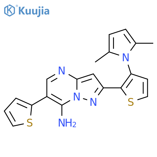 2-[3-(2,5-Dimethyl-1H-pyrrol-1-yl)-2-thienyl]-6-(2-thienyl)pyrazolo[1,5-a]pyrimidin-7-amine structure