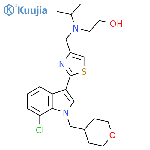 2-[[2-[7-Chloro-1-(oxan-4-ylmethyl)indol-3-yl]-1,3-thiazol-4-yl]methyl-propan-2-ylamino]ethanol structure
