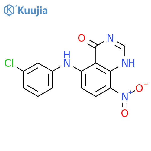 4(1H)-QUINAZOLINONE, 5-[(3-CHLOROPHENYL)AMINO]-8-NITRO- structure