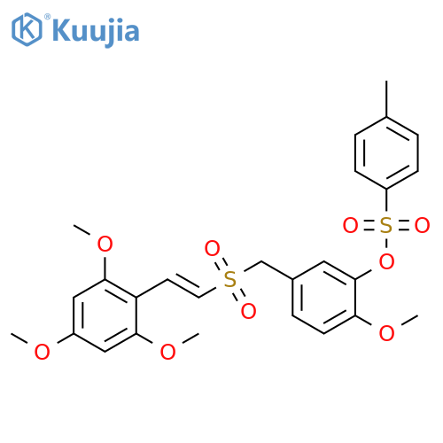 (E)-2-methoxy-5-((2,4,6-trimethoxystyrylsulfonyl)methyl)phenyl 4-methylbenzenesulfonate structure