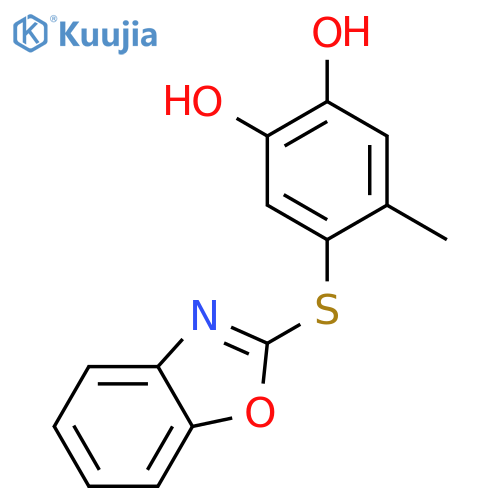 1,2-BENZENEDIOL, 4-(2-BENZOXAZOLYLTHIO)-5-METHYL- structure