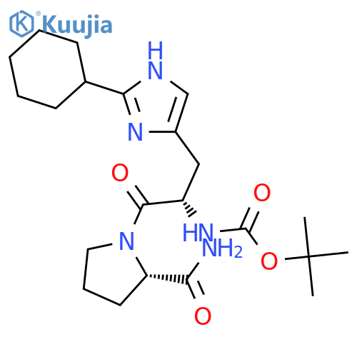 L-Prolinamide, 2-cyclohexyl-N-[(1,1-dimethylethoxy)carbonyl]-L-histidyl- structure