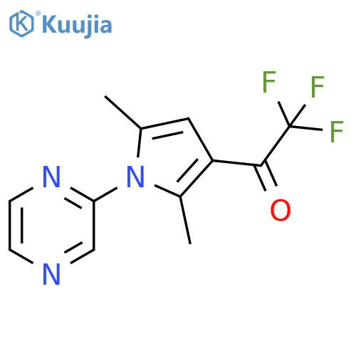 1-[2,5-dimethyl-1-(pyrazin-2-yl)-1H-pyrrol-3-yl]-2,2,2-trifluoroethan-1-one structure