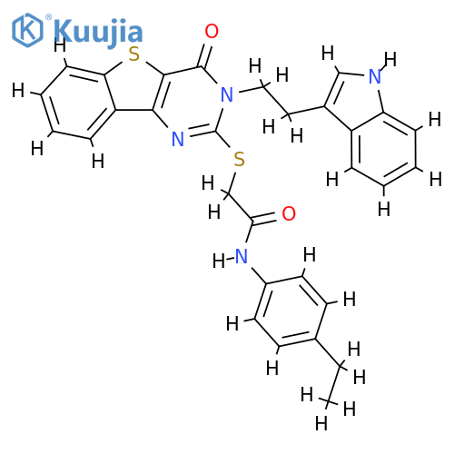 N-(4-ethylphenyl)-2-({5-2-(1H-indol-3-yl)ethyl-6-oxo-8-thia-3,5-diazatricyclo7.4.0.0^{2,7}trideca-1(9),2(7),3,10,12-pentaen-4-yl}sulfanyl)acetamide structure