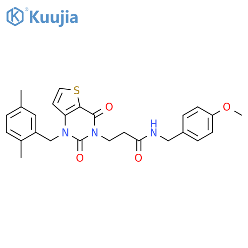 3-{1-(2,5-dimethylphenyl)methyl-2,4-dioxo-1H,2H,3H,4H-thieno3,2-dpyrimidin-3-yl}-N-(4-methoxyphenyl)methylpropanamide structure