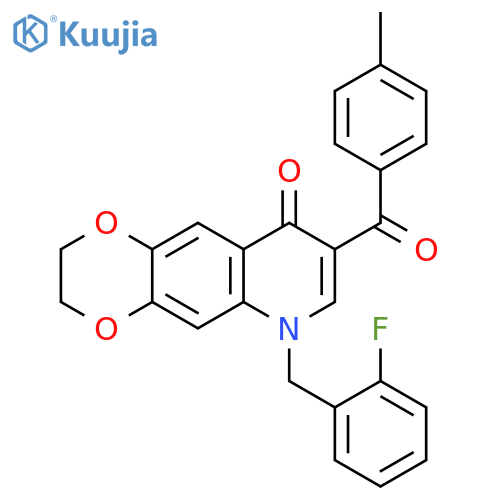 6-(2-fluorophenyl)methyl-8-(4-methylbenzoyl)-2H,3H,6H,9H-1,4dioxino2,3-gquinolin-9-one structure