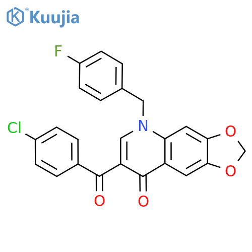 7-(4-chlorobenzoyl)-5-(4-fluorophenyl)methyl-2H,5H,8H-1,3dioxolo4,5-gquinolin-8-one structure
