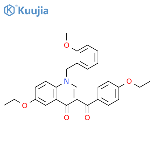 6-ethoxy-3-(4-ethoxybenzoyl)-1-(2-methoxyphenyl)methyl-1,4-dihydroquinolin-4-one structure