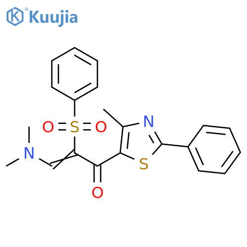 (2Z)-2-(benzenesulfonyl)-3-(dimethylamino)-1-(4-methyl-2-phenyl-1,3-thiazol-5-yl)prop-2-en-1-one structure
