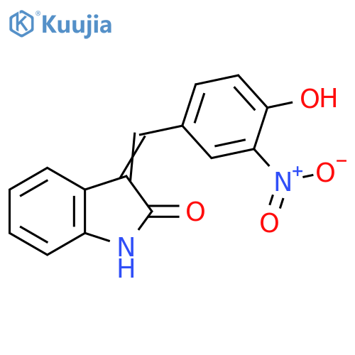 (3Z)-3-[(4-hydroxy-3-nitrophenyl)methylidene]-2,3-dihydro-1H-indol-2-one structure