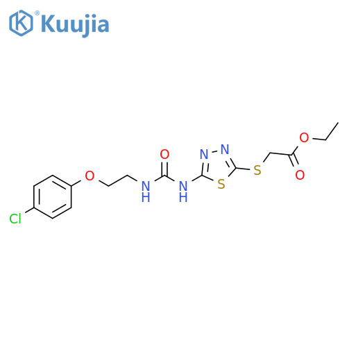 ethyl 2-{[5-({[2-(4-chlorophenoxy)ethyl]carbamoyl}amino)-1,3,4-thiadiazol-2-yl]sulfanyl}acetate structure