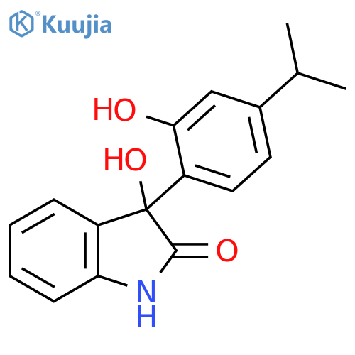 3-hydroxy-3-[2-hydroxy-4-(propan-2-yl)phenyl]-2,3-dihydro-1H-indol-2-one structure