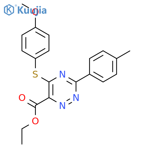 Ethyl 5-[(4-methoxyphenyl)sulfanyl]-3-(4-methylphenyl)-1,2,4-triazine-6-carboxylate structure