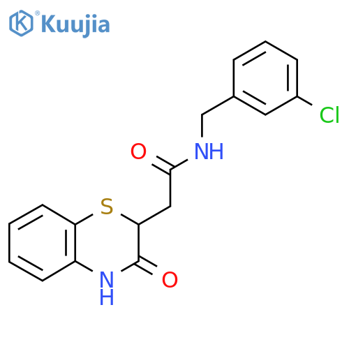 N-[(3-Chlorophenyl)methyl]-2-(3-oxo-3,4-dihydro-2H-1,4-benzothiazin-2-yl)acetamide structure