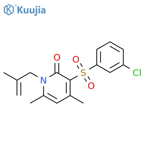 3-(3-chlorobenzenesulfonyl)-4,6-dimethyl-1-(2-methylprop-2-en-1-yl)-1,2-dihydropyridin-2-one structure