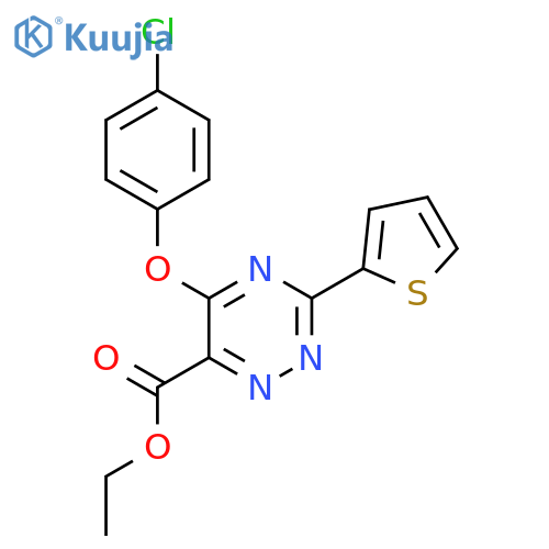 Ethyl 5-(4-chlorophenoxy)-3-(thiophen-2-yl)-1,2,4-triazine-6-carboxylate structure