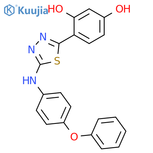 1,3-Benzenediol, 4-[5-[(4-phenoxyphenyl)amino]-1,3,4-thiadiazol-2-yl]- structure