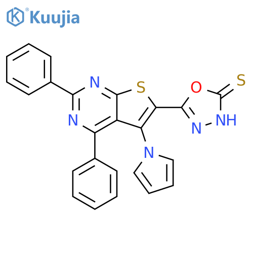 1,3,4-Oxadiazole-2(3H)-thione,5-[2,4-diphenyl-5-(1H-pyrrol-1-yl)thieno[2,3-d]pyrimidin-6-yl]- structure