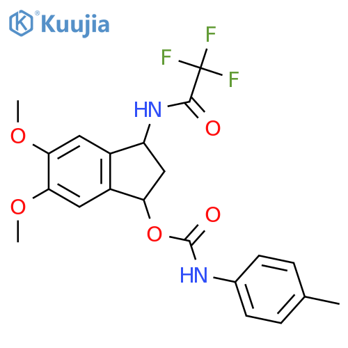 5,6-dimethoxy-3-[(2,2,2-trifluoroacetyl)amino]-2,3-dihydro-1H-inden-1-yl N-(4-methylphenyl)carbamate structure