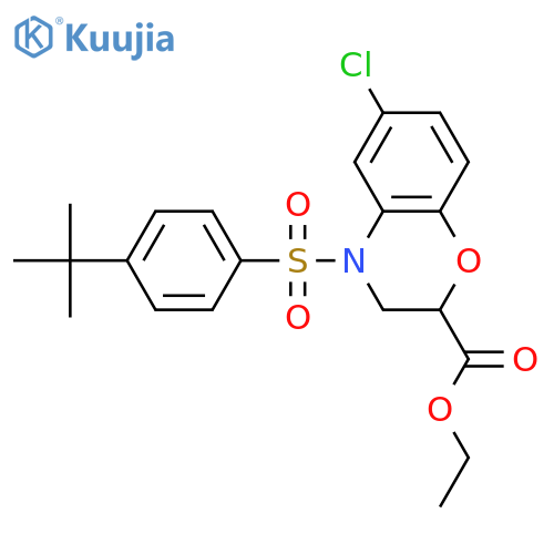 ETHYL 4-([4-(TERT-BUTYL)PHENYL]SULFONYL)-6-CHLORO-3,4-DIHYDRO-2H-1,4-BENZOXAZINE-2-CARBOXYLATE structure
