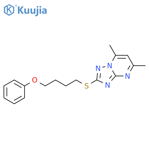 5,7-Dimethyl-2-[(4-phenoxybutyl)sulfanyl]-[1,2,4]triazolo[1,5-a]pyrimidine structure