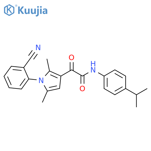 2-1-(2-Cyanophenyl)-2,5-dimethyl-1H-pyrrol-3-yl-N-(4-isopropylphenyl)-2-oxoacetamide structure