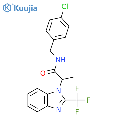N-[(4-Chlorophenyl)methyl]-2-[2-(trifluoromethyl)-1H-1,3-benzodiazol-1-yl]propanamide structure
