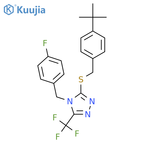 3-{[4-(tert-butyl)benzyl]sulfanyl}-4-(4-fluorobenzyl)-5-(trifluoromethyl)-4H-1,2,4-triazole structure