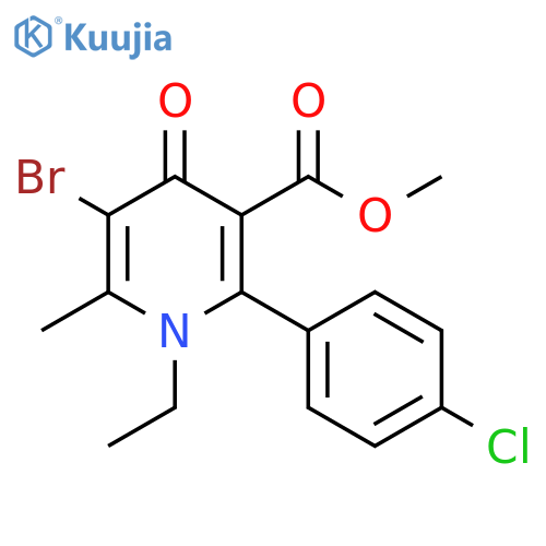 Methyl 5-bromo-2-(4-chlorophenyl)-1-ethyl-6-methyl-4-oxo-1,4-dihydro-3-pyridinecarboxylate structure