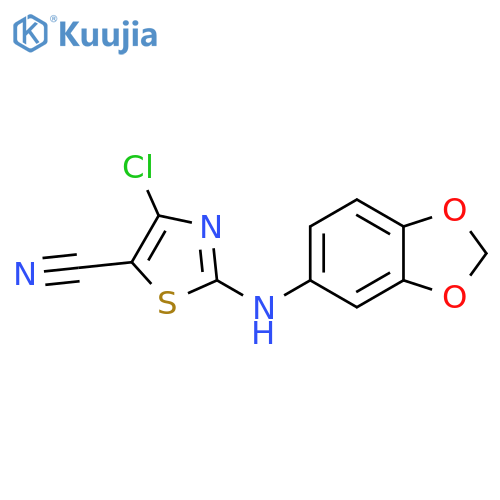 2-[(2H-1,3-benzodioxol-5-yl)amino]-4-chloro-1,3-thiazole-5-carbonitrile structure
