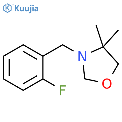 3-[(2-fluorophenyl)methyl]-4,4-dimethyl-1,3-oxazolidine structure