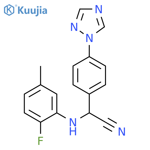 2-(2-Fluoro-5-methylanilino)-2-4-(1H-1,2,4-triazol-1-yl)phenylacetonitrile structure
