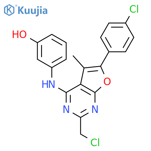 Phenol,3-[[2-(chloromethyl)-6-(4-chlorophenyl)-5-methylfuro[2,3-d]pyrimidin-4-yl]amino]- structure