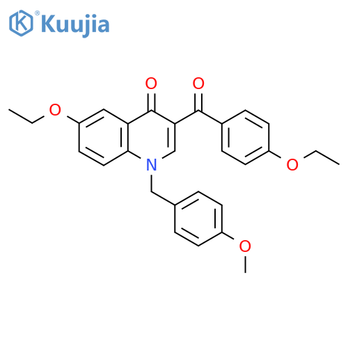 6-ethoxy-3-(4-ethoxybenzoyl)-1-(4-methoxyphenyl)methyl-1,4-dihydroquinolin-4-one structure
