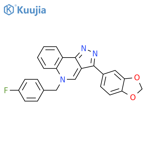 3-(2H-1,3-benzodioxol-5-yl)-5-(4-fluorophenyl)methyl-5H-pyrazolo4,3-cquinoline structure