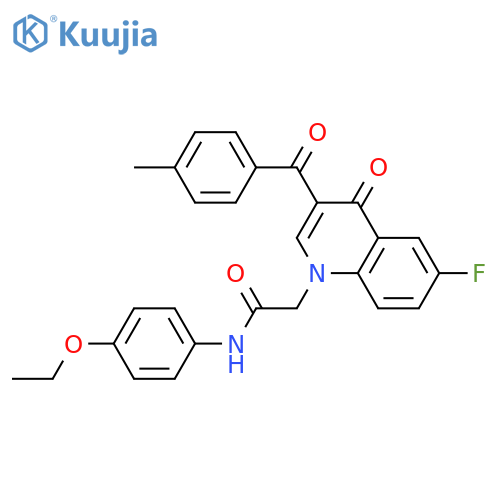 N-(4-ethoxyphenyl)-2-6-fluoro-3-(4-methylbenzoyl)-4-oxo-1,4-dihydroquinolin-1-ylacetamide structure
