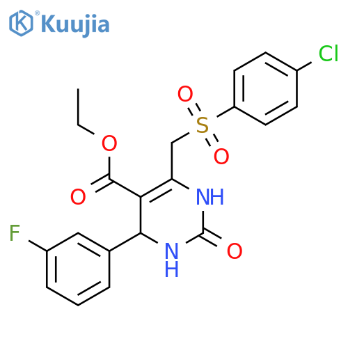 ethyl 6-(4-chlorobenzenesulfonyl)methyl-4-(3-fluorophenyl)-2-oxo-1,2,3,4-tetrahydropyrimidine-5-carboxylate structure