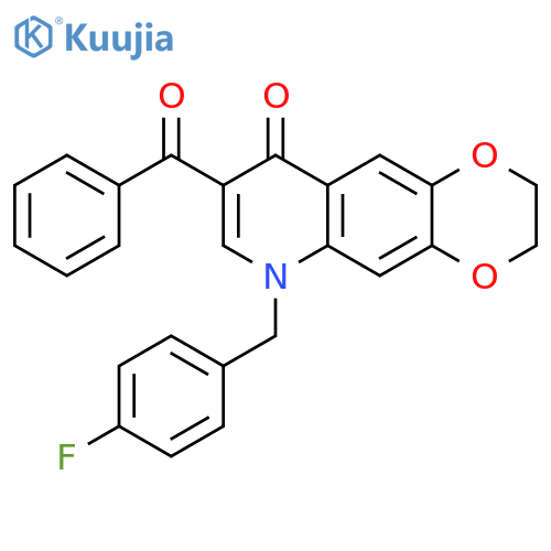 8-benzoyl-6-(4-fluorophenyl)methyl-2H,3H,6H,9H-1,4dioxino2,3-gquinolin-9-one structure