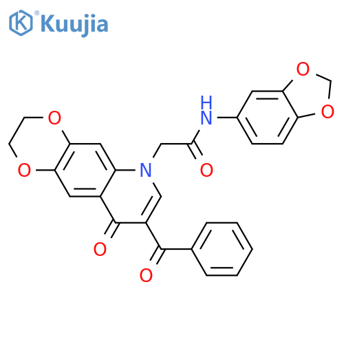 2-{8-benzoyl-9-oxo-2H,3H,6H,9H-1,4dioxino2,3-gquinolin-6-yl}-N-(2H-1,3-benzodioxol-5-yl)acetamide structure