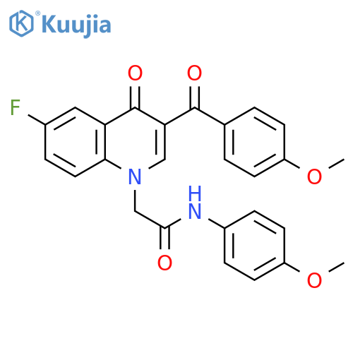 2-6-fluoro-3-(4-methoxybenzoyl)-4-oxo-1,4-dihydroquinolin-1-yl-N-(4-methoxyphenyl)acetamide structure