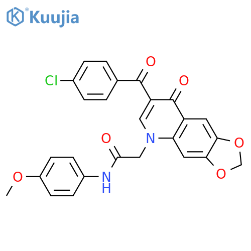 2-7-(4-chlorobenzoyl)-8-oxo-2H,5H,8H-1,3dioxolo4,5-gquinolin-5-yl-N-(4-methoxyphenyl)acetamide structure